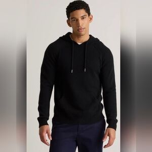 QUINCE Black Mongolian Cashmere Pullover Hoodie